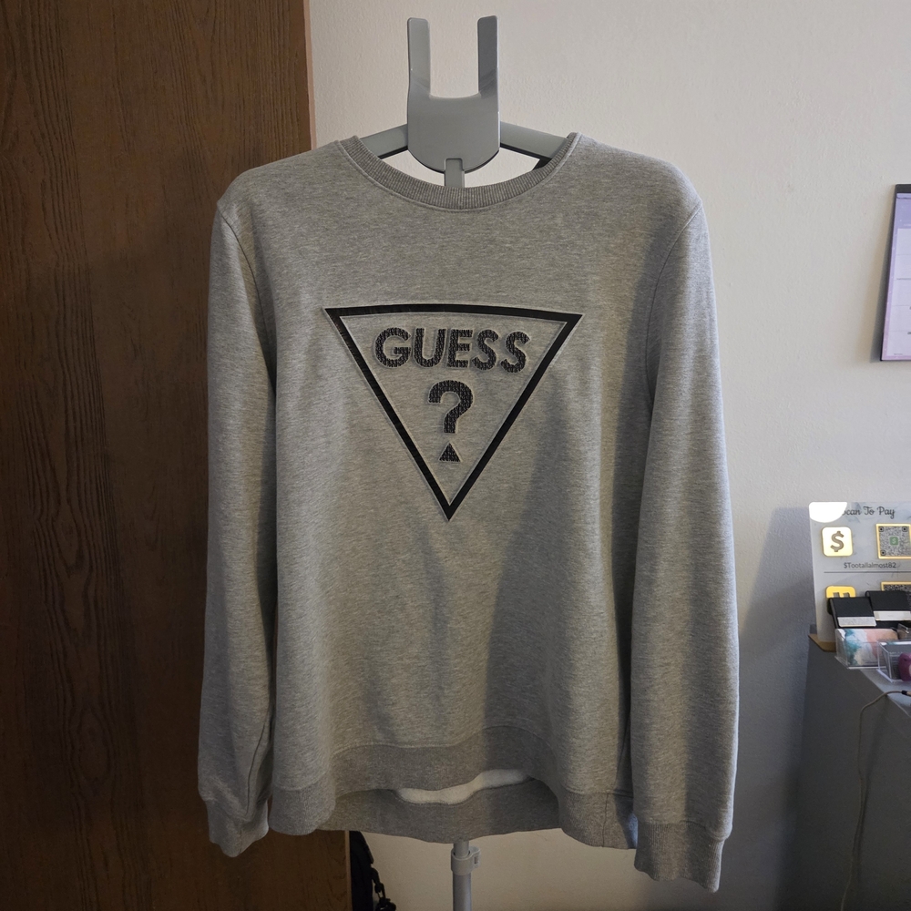 GUESS Men's Gray Logo Crewneck Sweatshirt
